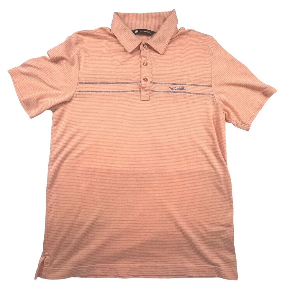 Travis Mathew Polo Shirt Mens Lg. Peach Pink Pima Cotton Performance Golf Luxury